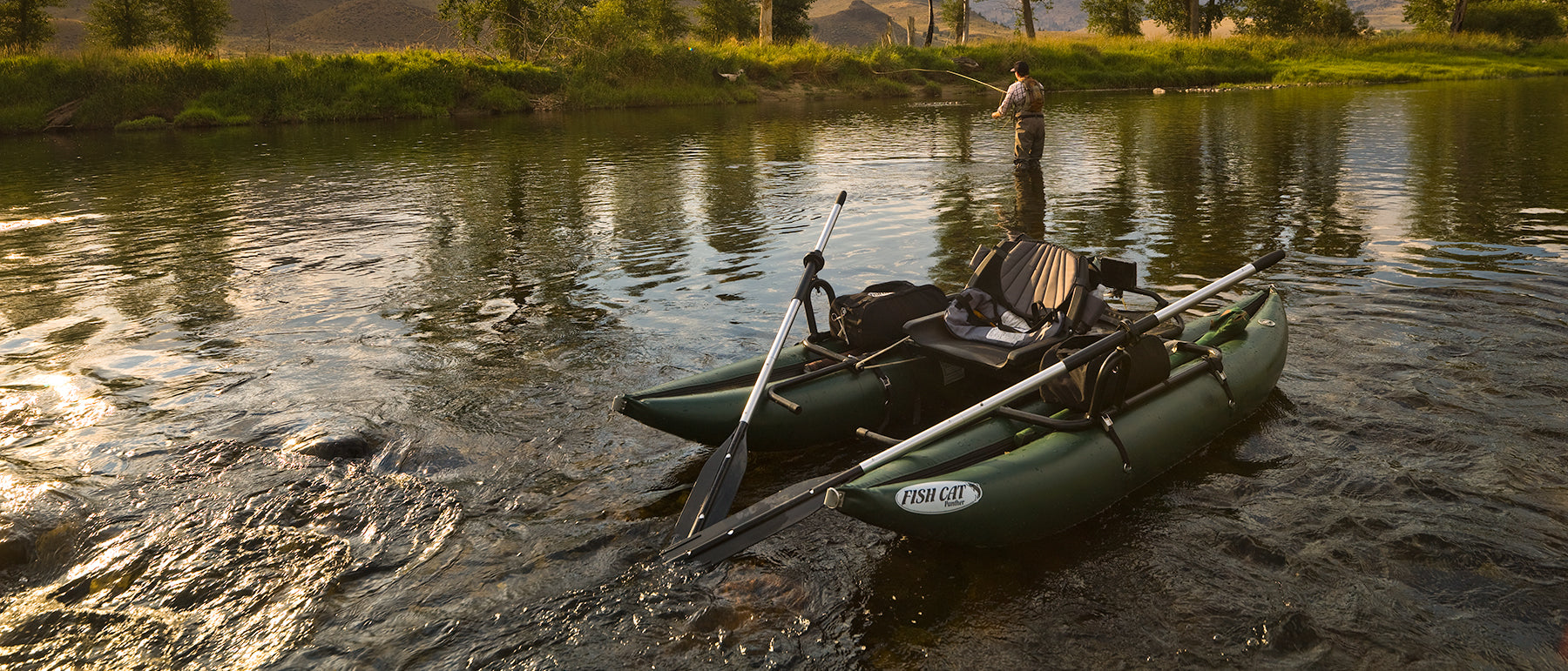 Fishing Pontoon Boats – Fish Cat Panther on the River | Outcast Sporting Gear